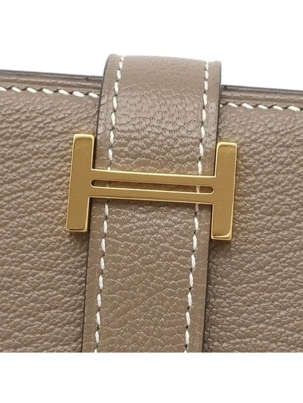 Hermes Wallet Bearn Souffle Chevre Etoupe Gold Gray